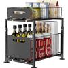 LANTUS Organizzatore Scorrevole Sotto Lavello a 2 Livelli, Cestelli Scorrevoli, Impilabile, Scaffali per Armadio Cucina Bagno, 29 x 38 x 49 cm (Nero)