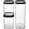 Mepal - Set di 3 pezzi - Contenitori Plastica per Alimenti con Coperchio - Organizzatori da Cucina - Trasparente, Impilabili & Ermetici - 2 x 1000 ml, 1 x 1500 ml e 1 x 425 ml - Black