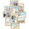 SONGMICS Collage di Cornici per Foto, 10 Cornici per Foto 10 x 15 cm, Cornici Portafoto da Parete, Cornici Multiple, Decorazioni Murali, Beige Naturale RPF020N01