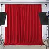 Joydeco Tenda natalizia per feste, sfondo fotografico, per decorazioni di sfondo di nozze, senza pieghe, 1,5 x 3 m, set di 2 tende con tasche per asta, rosso