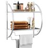 COSTWAY Porta Asciugamani da Parete Porta Salviette a 2 Ripiani per Bagno in Acciaio Inossidabile, 45 x 26 x 55 cm (Argento)