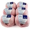 Woolove Bio Soia - Set 6 Gomitoli in Misto Cotone e Soia "Cashmere Vegetale" - Filato Naturale Morbido e Traspirante - Ferri 3.00/3.50-50g (130m)(6 Pezzi)(Rosa 142)