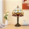 Chao Zan Lampada da tavolo, vintage, da comodino, camera da letto, in stile Liberty, stile Art Deco, lampada da lettura retrò, paralume in vetro colorato con E27, con interruttore per soggiorno,
