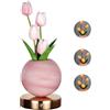 Generic Lampada da comodino a forma di fiore tulipano, touch dimmerabile con 3 temperature di colore, ricaricabile tramite USB, luce da tavolo floreale stile vintage per camera da letto, ufficio, decorazione