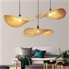 SANGPAO Decorazione domestica Boho Lampadari in vimini costiero per sala da pranzo Cappello di paglia Lampada a sospensione in bambù intrecciato in rattan naturale Lampada da soffitto a luce grande is