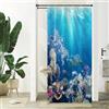 Xiaoterna Tenda da doccia dell'oceano Vita marina subacquea Mondo marino Tartarughe Pesci Tenda da bagno Barriera corallina floreale resistente alla muffa Decorazione del bagno 90x180cm