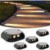 Planetitaly Segnapassi LED Esterno Solare Luce Calda Bianca 3000K, Luce da Scale Impermeabile IP54, Autonomia 12 Ore Lampade Solari per Terra Sentieri Marciapiede Giardino Faretto Segnapasso - 5 Pezzi