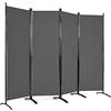 COSTWAY Paravento da Interno in Metallo, Separé Divisorio Interno Pieghevole con Piedini Stabili, Pannelli Divisori per Interni per Casa e Ufficio (Grigio, 220 x 173 cm (4 Pannelli))