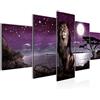 Runa Art Africa Leone Murali Tela Non Tessuta 5 Pezzi Luna Grigio Viola Camera Da Letto Corridoio 022953b