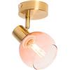 Qazqa vidro - Faretto Art déco - 1 luce - L 10 cm - Rosa - Art déco - Soggiorno I Camera da letto I Sala da Pranzo I Cucina