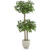 Maia Shop Piante Finte da Interno - Ficus Artificiale, 150 x 60 cm con 2 Chiome di Foglie, Albero Artificiale con Vaso in Plastica, Decorazioni Casa