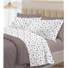 PELLECCHIA 1969 | Set Completo Letto 100% Cotone Percalle Italiano - Morbido Delicato Made in Italy Lenzuolo sopra + sotto con Angoli + Federe (Pois Cioccolato, Matrimoniale)