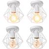 iDEGU 4 Pezzi Plafoniera Vintage E27 Lampadario Soffitto Industriale 16cm Paralume in Metallo Design Gabbia Retrò E27 Lampada da Soffitto per Corridoio, Camera da Letto, Cucina (Gabbia A, Bianco)