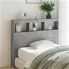 Homgoday Testiera con Contenitore a LED Grigio Cemento 120x17x102 cm, Testiere Letto, Testiera del Letto Matrimoniale, Schienale per Letto E Divano