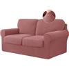 BXFUL Copridivano Elasticizzato con Schienali Separati E Cuscini Seduta, Copridivano Antiscivolo con Fascia Elastica, Proteggi Mobili Jacquard (2 Posti,Rosso mattone)