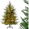 COSTWAY Albero di Natale 136/183/213 cm, Albero di Natale Artificiale Pre-Illuminato con 386/788/1130 Rami in PE e PVC, 180/280/380 Luci a LED Bianco Caldo e 8 Modalità di Illuminazione (136 cm)