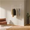 pamo Appendiabiti da Parete 105 cm - 140 kg | barra Appendiabiti industriale a muro bianco | armadio aperto in metallo | 222 cm × 32 cm | bianco | rivestimento Clearguard anti-graffio