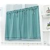 A.Monamour Tenda corta in tessuto per finestra piccola cucina bagno tenda mezza tenda trattamento finestra mantovana tende tende per armadio con motivo scozzese a quadri fiocco - blu