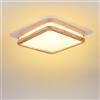 LIGKIN Plafoniera a LED Legno 24W Quadrata Moderno Lampada da Soffitto Luce calda 3000K Doppio Strato Lampada da soffitto per Cucina Soggiorno Corridoio, Ø30CM