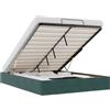 IKAYAA Letto Imbottito 140x190 con Contenitore Letto Idraulico con meccanismo di Sollevamento Letto Matrimoniale Struttura Letto Piatto con Supporto Doghe-Verde scuro-140 x 190 cm