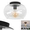 hofstein Lampada da soffitto Molloy, lampada da soffitto moderna in metallo/vetro in nero/chiaro, lampada a 1 luce in design retrò/vintage con paralume in vetro (Ø 31 cm), 1 x E27, senza lampadina/e