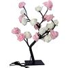 CDQL Lampada a Forma di Albero di Rose, Lampada a Forma di Fiore da Tavolo per Albero Bonsai, Lampada a Forma di Albero di Fata, Lampada a Forma di Albero di Fiori di Rosa con 24 Luci