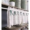 A.Monamour Mantovana Tenda in Cotone Bianco Ricamato - Mezza Tenda Porta con Pizzo Rustico per Cucina, Armadio, Finestra a Vetro, Bistrot, Caffè - Fiocco Verde Scuro