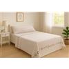 Corredocasa Set Completo Lenzuola in Morbido Pile, Alta qualità con Diverse Fantasie Eleganti per Un Comfort Avvolgente, Ideale per Un Letto Caldo e Accogliente (Beige, Matrimoniale)