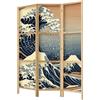 framed concept - Paravento divisorio in legno 135 x 172 cm, 3 pezzi, unilaterale, in stile orientale