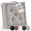 Beautissu set di 2 cuscini da pavimento in 100% cotone con maniglia spesso | 50x50cm 10cm tortora materasso per sedia da interno ed esterno cuscino seduta trapuntato Mila
