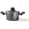 STONELINE Pentola 18 cm con Coperchio, Casseruola Antiaderente in Alluminio Pressofuso, Pentola Induzione con Rivestimento Antiaderente con Vere Particelle di Pietra, Tutti i Piani Cottura