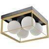 TEKHOME Plafoniera da soffitto minimalista lampada in metallo nero bronzo con 4 sfere in vetro per camera da letto G9 C76-4