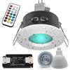Planetitaly Faretto incasso LED 6W 12V cromoterapia IP65 box doccia bagno turco lampada GU5.3 RGB 3000K 6000K telecomando IR (Colore Bianco, Luce RGBW+6000K)