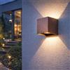 Planetitaly Applique LED cubo da esterno, Impermeabile IP65, Potenza 20W LED, Flusso luminoso 2000 lumen, Fascio di luce regolabile, Ideale per illuminare il balcone, muro, parete esterna, Hotel (3000K, Corten)