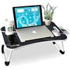 unycos - Vassoio per la Colazione e da Letto【60x40x26 cm】Tavolo Pieghevole con Leggio, Supporto Multifunzionale per Computer Portatile, Tablet, Lavorare, Leggere (Marmo con Cassetto)