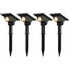 Auraglow Faretti Solari a Picchetto, Montaggio Terra o Parete, Set da 4 | Accento LED da esterno per alberi e piante, IP54, batteria al litio, doppia installazione, nessun cablaggio