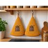 Corredocasa Set 2 Strofinacci Cucina Spugna 70cm, 100% Made in Italy - Canovacci da Cucina di Alta qualità e Massima Asciugatura con Comodo Appendino - Set di Stracci Rotondi (Giallo Macina)