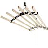 Monster Shop MonsterShop - Stendibiancheria da Soffitto con 6 Stecche di Legno 180cm e Supporti in Ghisa Neri per Asciugare Vestiti, Indumenti e Biancheria