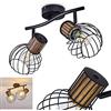 hofstein Plafoniera Koler, plafoniera vintage rotonda in legno/metallo nei colori marrone/nero, 2 x E27, Ø paralume 13 cm, orientabile/ruotante, effetto luce sul soffitto, senza lampadina/e
