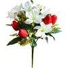 Panonw - 2 mazzi di tulipani e gigli artificiali, composizione floreale realistica con fiori finti in mini seta, decorazione per casa, ufficio, feste, cimitero (rosso)