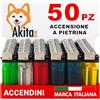 Akitaink 50 PZ Accendini in Plastica trasparenti, Colori assortiti, Accendino sicuro - Box da 50 Non Ricaricabile