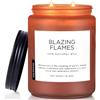 M&SENSE Candele Flammes Ardentes profumate con legna da ardere, patchouli e cedro. Candela di soia naturale grande da 550 g. Durata 110 ore. Candela di aromaterapia regalo per feste calde