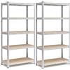 IlGruppone Set 2 Scaffali in Metallo 40x90x180 cm - Scaffalatura a 5 Ripiani Regolabili Senza Viti, Portata 875 kg Totale (175 kg per Ripiano) - Scaffale Salvaspazio Garage Cantina Officina con Ripiani in MDF