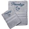 Cieffepi Home Collections SOLO MIO BASIC Set Asciugamani Viso + Ospite Personalizzato in spugna di puro cotone (Perla)