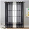Surwin Tinta Unita Tende per Interni a Vetro Con Occhielli, 2 Pezzi Camera da Letto, Voile Semi Trasparenti per Cucina, Soggiorno 132x240cm, Nero