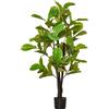 HOMCOM Pianta Artificiale di Baniano con Rami Orientabili e Vaso Contenitore Bianco in PP e Cemento, Pianta Verde in PEVA e Legno (130 cm)