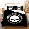 NICHIYO Harley Davidson - Set copripiumino e federa, in microfibra, con stampa digitale 3D, 3 pezzi (copripiumino + federa) (14, letto matrimoniale 220 x 240 cm)