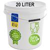 plasteo Secchio in plastica, 20 litri, bianco traffico, con coperchio