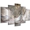 murando - Quadro Grande Astratto Fiori 200x100 cm 5 Pezzi Stampa su Tela - Quadri Moderni per Soggiorno Grandi - Decorazione da Parete Elegante Casa - Soffione Grigio Argento Astratta a-C-0087-b-n