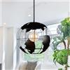 Chao Zan Lampadario Moderno a Sospensione in Ferro Paralume Lampada da Soffitto Gabbia plafoniera Pendente Globo paralume E27 sferico per Sala da Pranzo Metallo Nero Cucina Camera da Letto Bar, nero